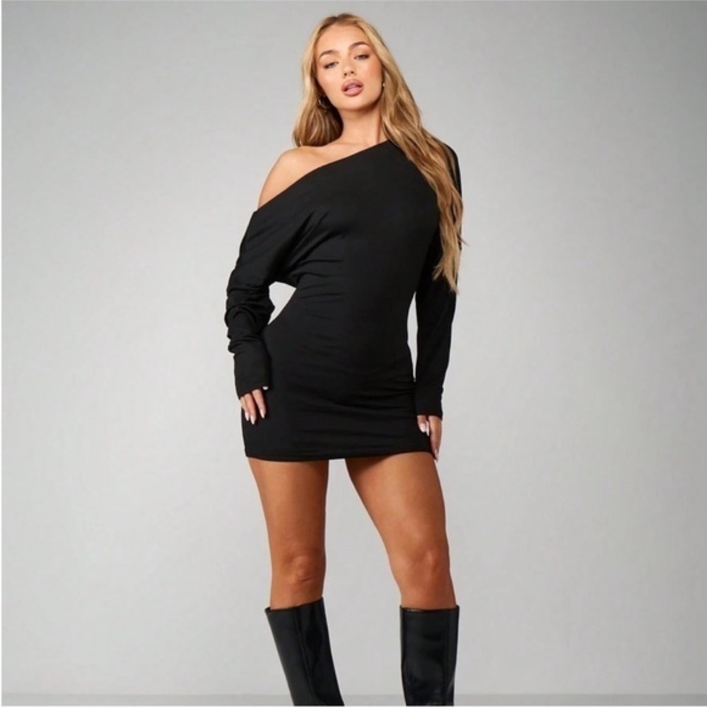 Fashion Nova One Shoulder Black Dress